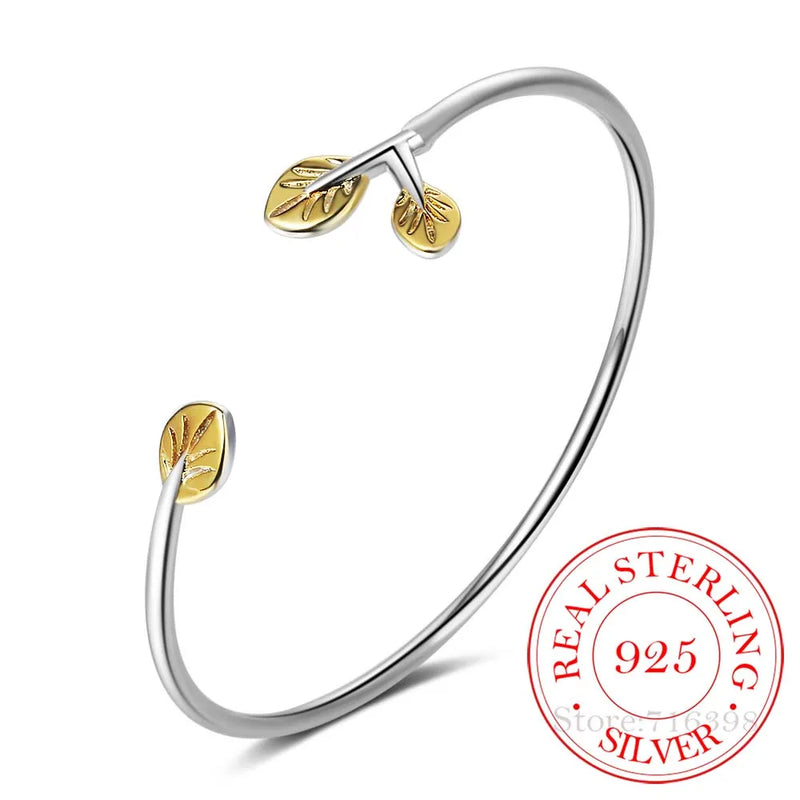 925 Silver Bangles Women's Sweet Opening Cuff Bracelet