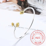 925 Silver Bangles Women's Sweet Opening Cuff Bracelet