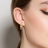Minimal 925 Sterling Silver Square K-gold Stone Earrings