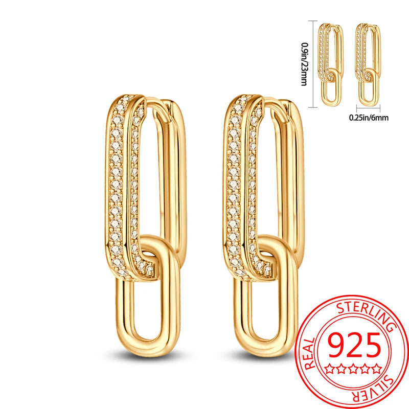 Minimal 925 Sterling Silver Square K-gold Stone Earrings