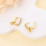 Minimal 925 Sterling Silver Square K-gold Stone Earrings
