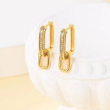 Minimal 925 Sterling Silver Square K-gold Stone Earrings