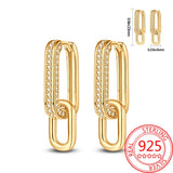 Minimal 925 Sterling Silver Square K-gold Stone Earrings