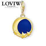 Golden Moon & Star Charm Pendant, Vintage Jewelry Gift for Women Men
