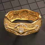 Golden Moroccan Rhinestone Bangle Ethnic Bracelet