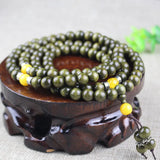 Golden Nanmu Bracelet 108 Beads Old Material Green