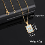 Golden Alphabet Necklace Stainless Steel Pendant Shell Square Letters
