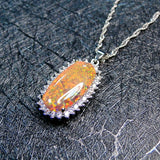 Golden Olive Opal Vintage Necklace Pendant Personalized