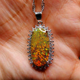 Golden Olive Opal Vintage Necklace Pendant Personalized