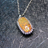 Golden Olive Opal Vintage Necklace Pendant Personalized