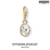 Golden Oval Charm Pendant 925 Sterling Silver Ethnic Gift