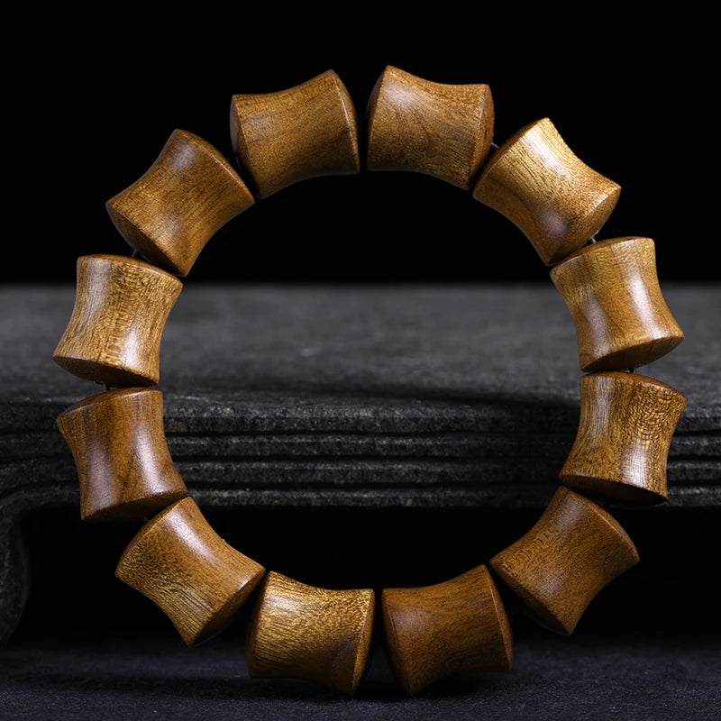 Golden Phoebe Wood Beads Slub Bracelet
