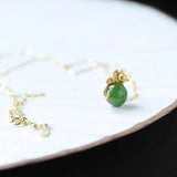 Hetian Jade Green Jade Rat Pendant 925 Sterling Silver Necklace Lucky Gift