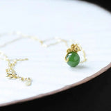 Hetian Jade Green Jade Rat Pendant 925 Sterling Silver Necklace Lucky Gift