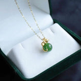 Hetian Jade Green Jade Rat Pendant 925 Sterling Silver Necklace Lucky Gift