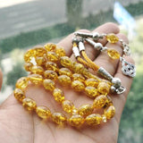 Golden Resin Tasbih Muslim Bracelet 33 Prayer Beads Masbaha Misbaha