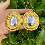 Golden Round Geometric Earrings for Women