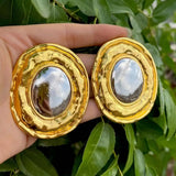 Golden Round Geometric Earrings for Women