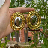 Golden Round Geometric Earrings for Women