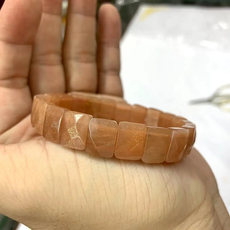 Golden Sand Sunstone Beads Bracelet Natural Gemstone Bangle