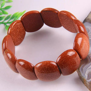 Golden Sandstone Beads Stretch Bracelet 7 Inch Jewelry For Woman