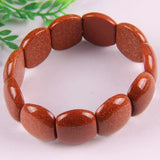 Golden Sandstone Beads Stretch Bracelet 7 Inch Jewelry For Woman
