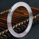 Golden Silk Jade Round Bar Bracelet 54-62mm Woman Luck Amulet