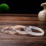 Golden Silk Jade Round Bar Bracelet 54-62mm Woman Luck Amulet
