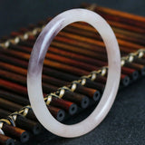 Golden Silk Jade Round Bar Bracelet 54-62mm Woman Luck Amulet