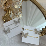 Rhinestone Butterfly Hairpin Crystal Hairpin for Women 90s