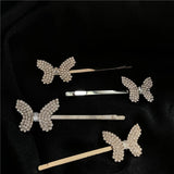 Rhinestone Butterfly Hairpin Crystal Hairpin for Women 90s