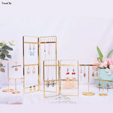 Golden Screen Jewelry Stand Light Style Earrings Necklace Storage