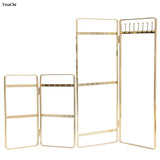 Golden Screen Jewelry Stand Light Style Earrings Necklace Storage