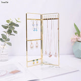 Golden Screen Jewelry Stand Light Style Earrings Necklace Storage