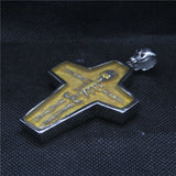 Golden Skull Men Bone Pendant Stainless Steel Biker Cross