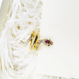 Golden Snake Ring 925 Sterling Silver Vintage Style Symbol of Seduction Wisdom