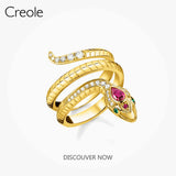 Golden Snake Ring 925 Sterling Silver Vintage Style Symbol of Seduction Wisdom
