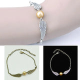 Golden Snitch Bracelet Antique Angel Wing Charm Jewelry Pearl Bracelet