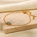 Green Stone Charm Bracelet for Women Golden Chain Minimalist Jewelry
