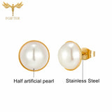 Golden Stainless Steel Stud Earings for Women 12 Pairs Pack 5-10mm