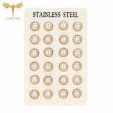 Golden Stainless Steel Stud Earings for Women 12 Pairs Pack 5-10mm