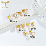 Golden Stainless Steel Stud Earings for Women 12 Pairs Pack 5-10mm