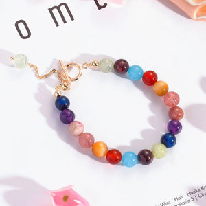 Golden Strawberry Hair Crystal Red Agate Candy Duobao Bracelet