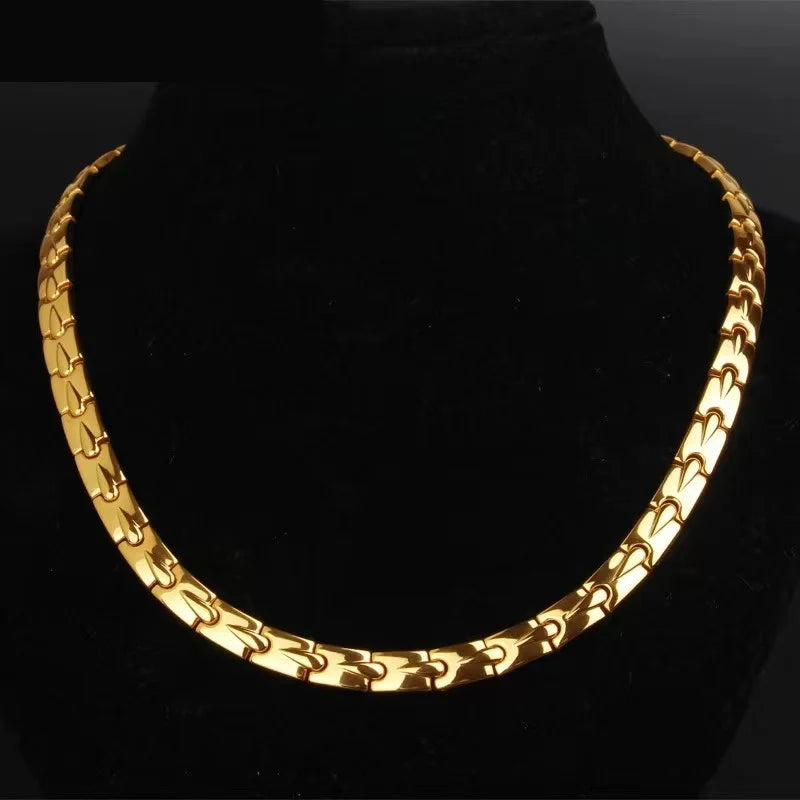 Golden Titanium Steel Bracelet Magnet Bracelets Men Business Travel