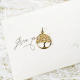 Sterling Silver Golden Tree Round Necklace Pendant Winter Jewelry Gift