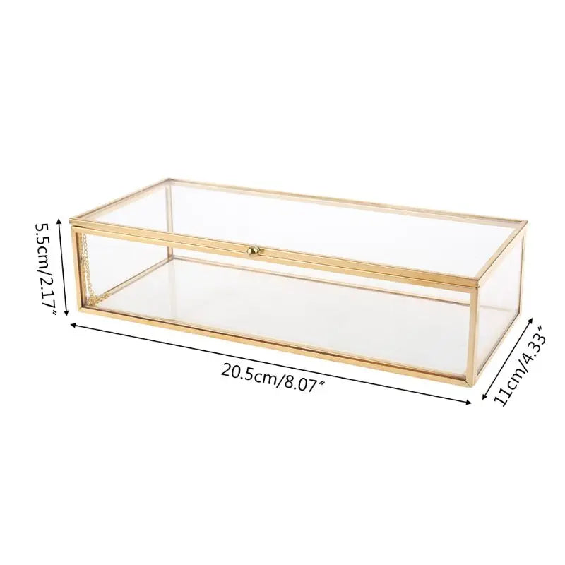 Vintage Glass Lidded Bracelet Box Personalized Large Clear Rectangle Box