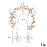Golden Crystal Rhinestone Flower Bride Hair Vine Bridal Headband