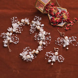 Golden Crystal Rhinestone Flower Bride Hair Vine Bridal Headband