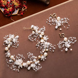 Golden Crystal Rhinestone Flower Bride Hair Vine Bridal Headband