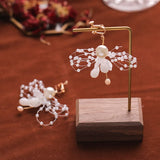 Golden Crystal Rhinestone Flower Bride Hair Vine Bridal Headband